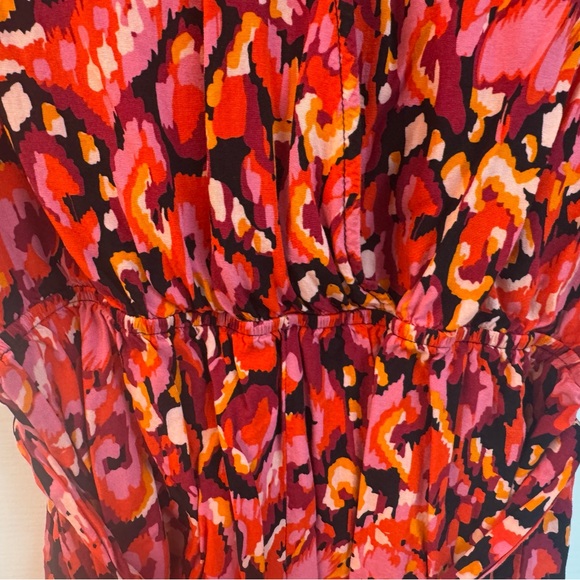 Cupshe Pink Red Orange Printed Swim Coverup romper with shorts - Picture 2 of 6